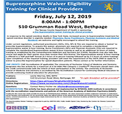 Buprenorphine Waiver Eligibility Training for Clinical Providers: Nassau County
